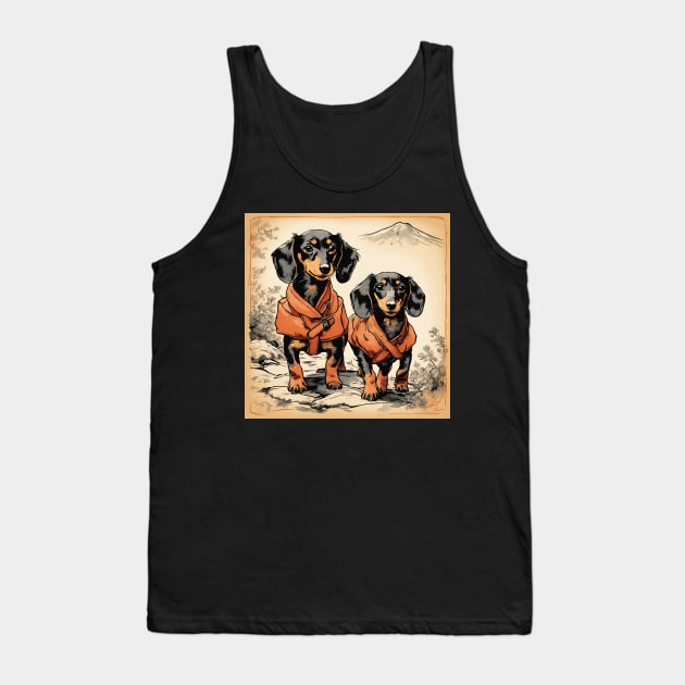 Vintage Doxie Dogs Going on a Vacation Field Trip Backpacker Hiking Tank Top by wigobun